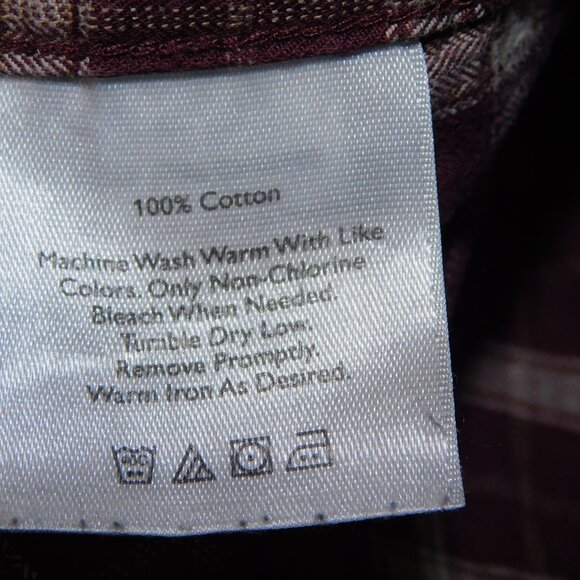 Eddie Bauer mens XLT XL Tall Brown Cream Check Button Front Long Sleeve Shirt - Picture 6 of 11